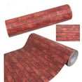 thumbnail image 7 of Peel and Stick Wallpaper Stone Brick Stick on Wallpaper 17.7 X 196.8 inches Cleanable Self-Adhesive Removable Home Decorate Wall Paper, Red, 7 of 7