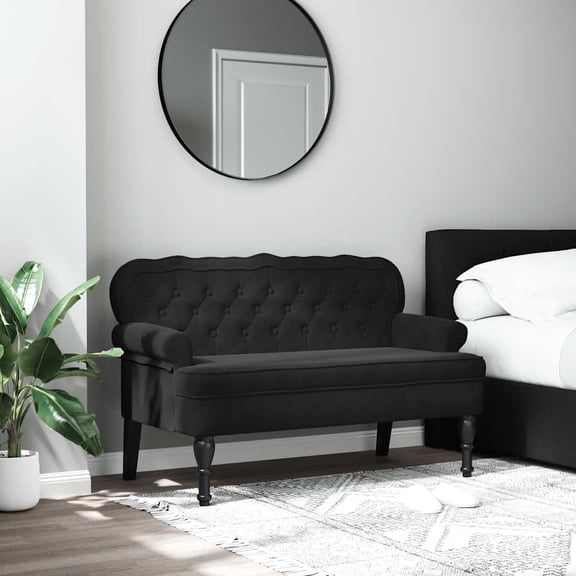 vidaXL 47” W Velvet Chesterfield Sofa, Black