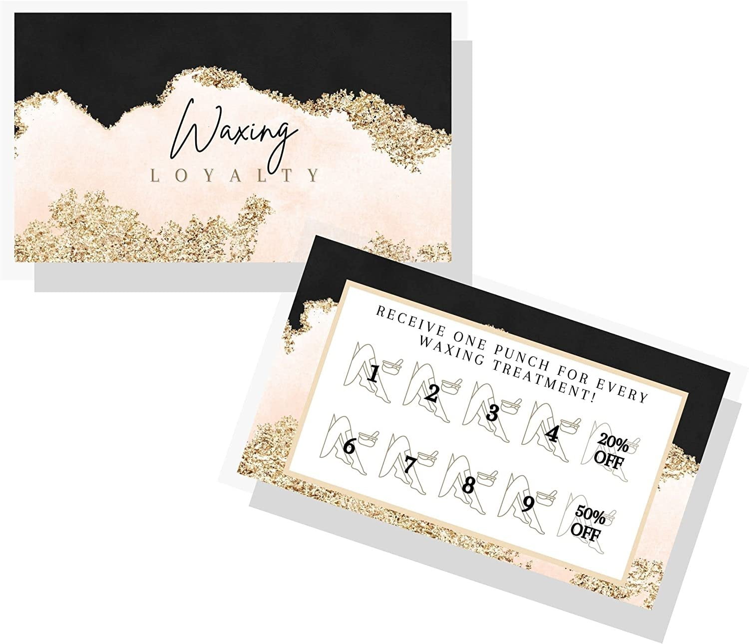 Waxing Loyalty Discount Cards 50 Pack Size 2x3.5 inches Business Card