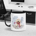 thumbnail image 4 of Playful Goldendoodle Welcomes Winter Snowy Day with Cardinal Bird 11oz Accent Two-tone Mug Doodle Dog Lover Gifts Idea Coffee Tea Cup - 2017, 4 of 5