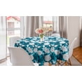 thumbnail image 1 of Flower Round Tablecloth, Botany Pattern with Monochrome Abstract Rose Silhouettes, Circle Table Cloth Cover for Dining Room Kitchen Decor, 60", Petrol Blue Sea Blue, by Ambesonne, 1 of 1