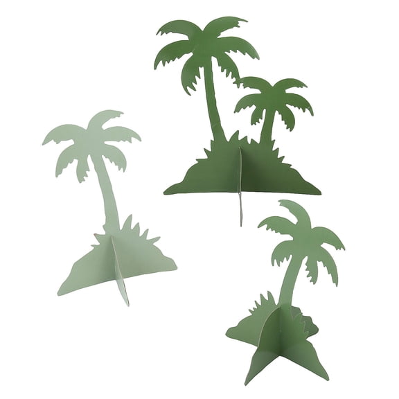 Fun Express 8 1/2" - 10" Green Palm Tree Silhouette Cardstock Centerpieces - 3 Pieces