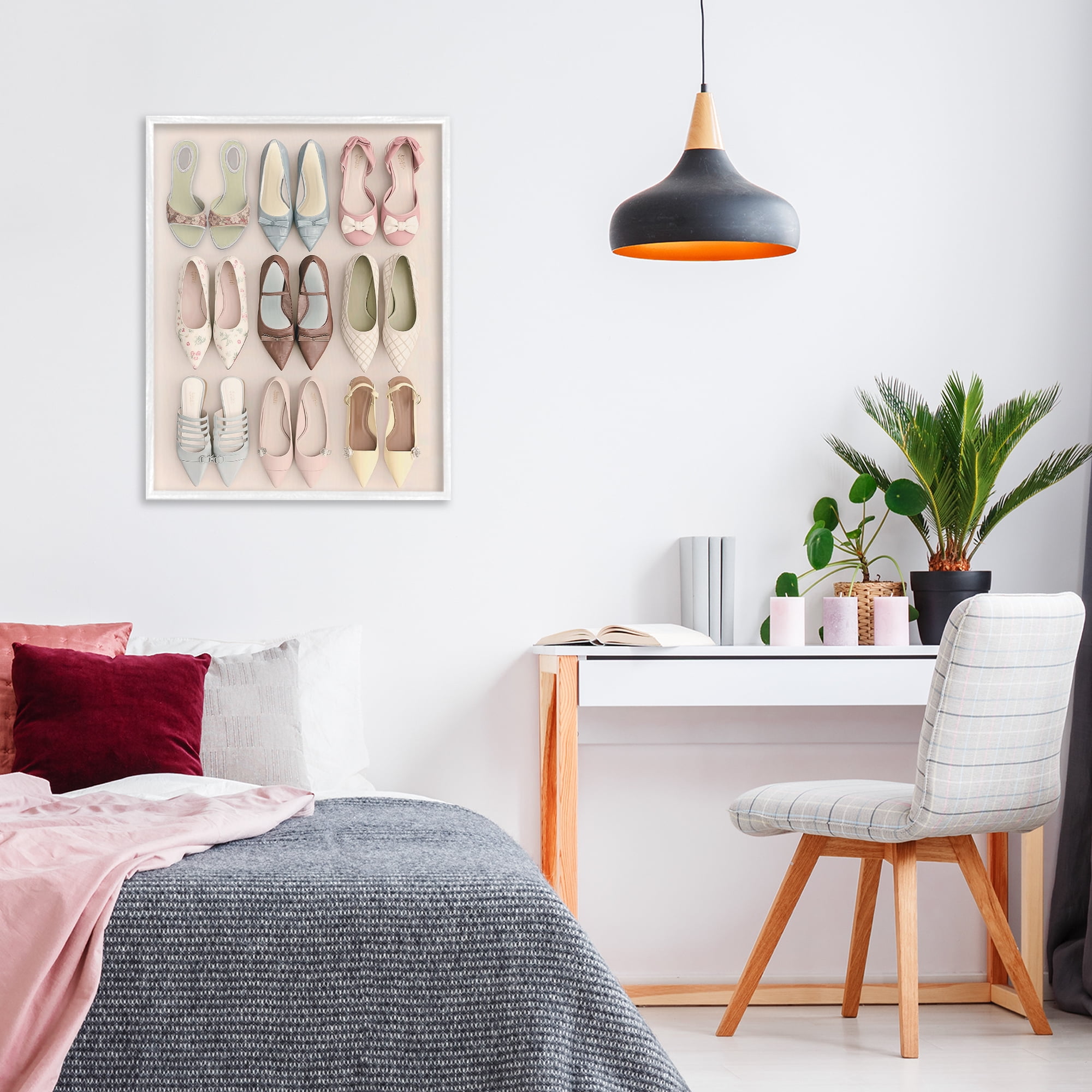 Beatrice's Closet Shoes White Framed Giclee Art, design by Annabelle Hall