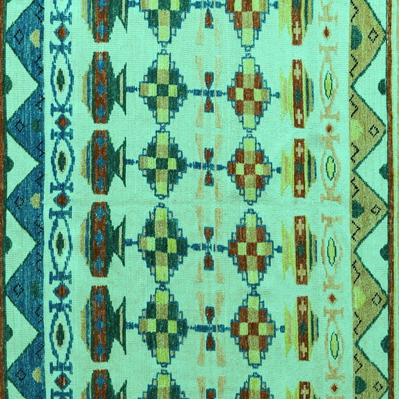 Ahgly Company Indoor Square Abstract Turquoise Blue Modern Area Rugs, 6' Square