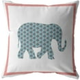 thumbnail image 1 of Éléphant Léger Coussin en Tissu Intérieur / Extérieur avec Zip -Bleu Rose Blanc 16x16, 1 of 4