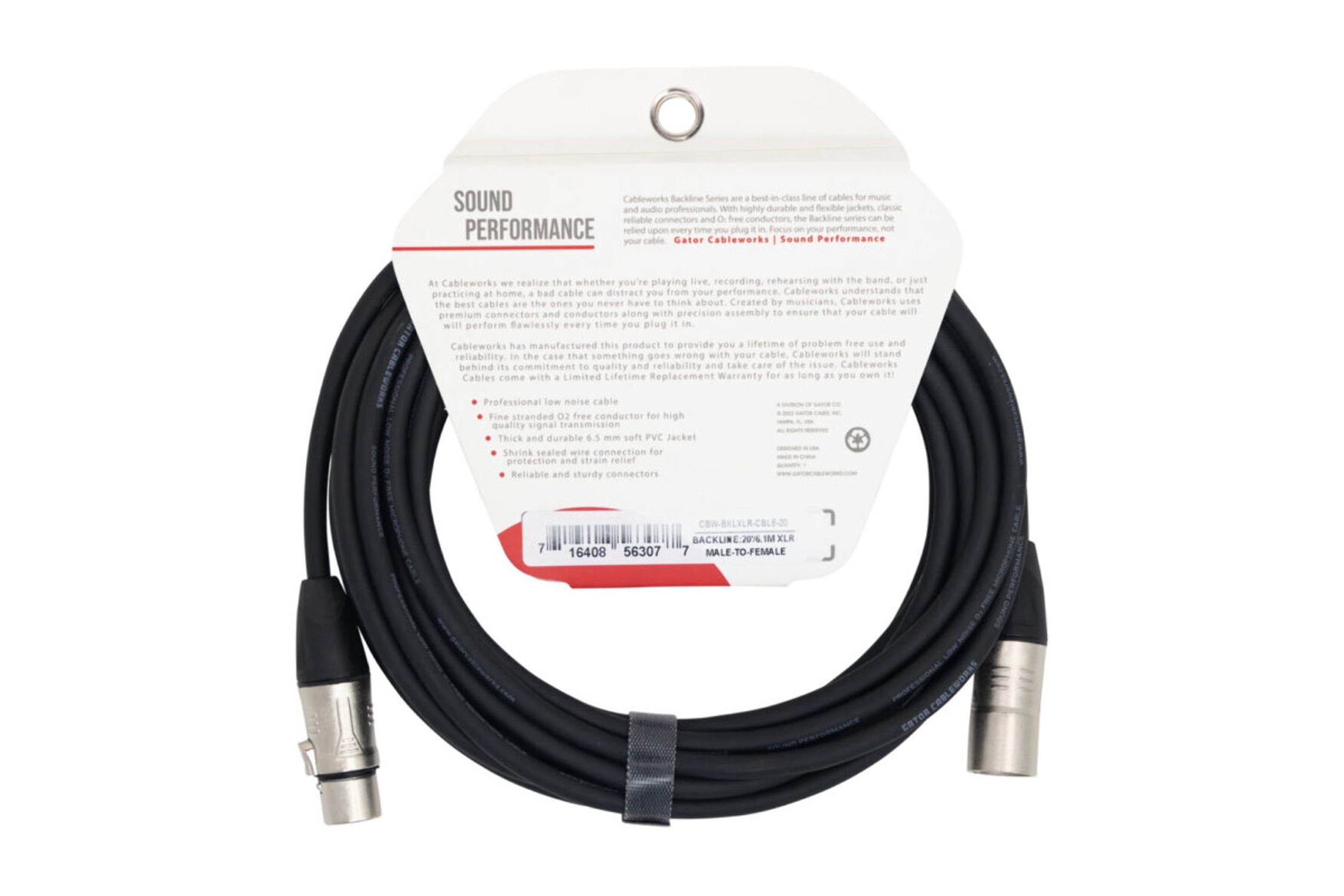 Backline Series 20 Foot XLR Microphone Cable