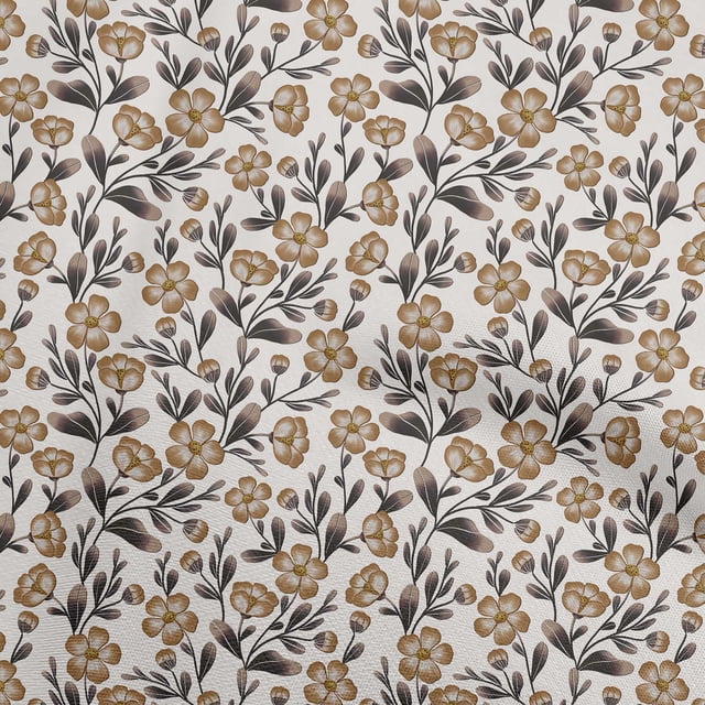 oneOone Rayon Tawny Brown Fabric Floral Sewing Craft Projects Fabric Prints By Yard 56 Inch Wide