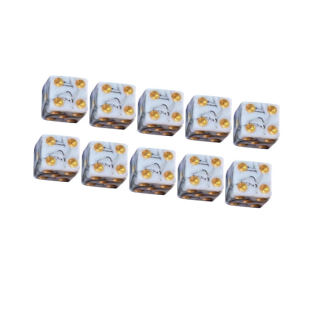 Paquete de 10 dados de seis caras, juguetes de barra opacos D6 de 16 mm para juegos de mesa de rol y matemáticas. Blanco