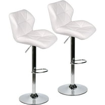 ARTETHYS Bar Chairs Set of 2 PU Leather Barstools Adjustable Height Swivel 360 Degrees White