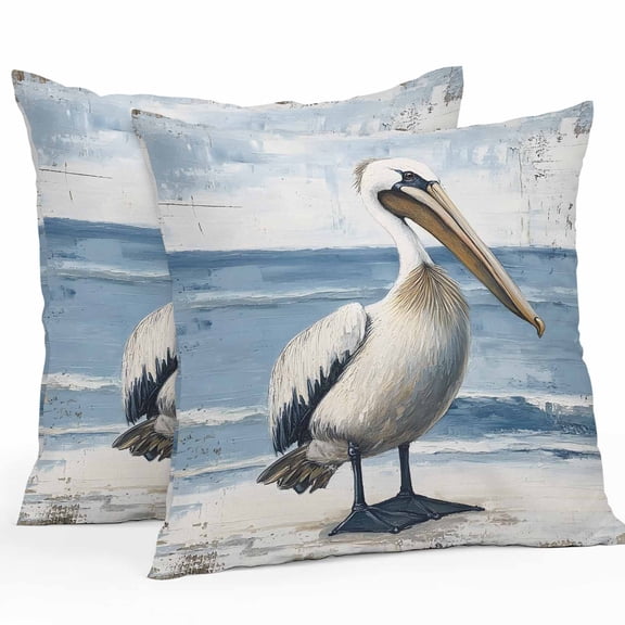 Pelican Ocean Outdoor Pillow Covers Pack of 2 Modern Bird Waterproof Throw Pillow Covers Decorative Cushion Cases for Patio Garden Tent Balcony Couch 20x20 inch