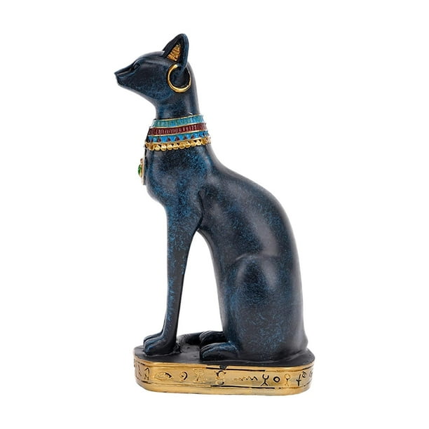 Estatua de la diosa gata Bastet, adorno de gatito, figura coleccionable antigua para uso doméstico. Azul