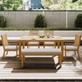 thumbnail image 4 of RoyalCraft 6 Pieces Patio Dining Sets, Aluminum Outdoor Dining Table with 4 Chairs and Bench, Outdoor Patio Dining Furniture Set with Removable Cushion for Lawn, Garden, Backyard, Brown, 4 of 8