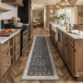 thumbnail image 2 of BERTHMEER 3'x8' Runner Rugs for Hallway Kitchen Entryway Bedroom Bathroom Entrance Oriental Floral Vintage Farmhouse Machine Washable Non-slip Traditional Distressed rugs, Black Beige, 2 of 3