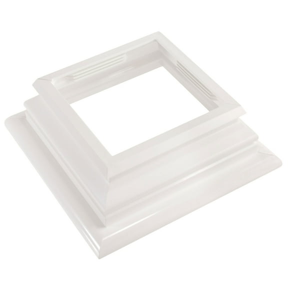 Plum Fittings White Vinyl Federation Post Skirt a True 4 Inch x 4 Inch Vinyl Post Trim | Two-Piece | (Single Pack)