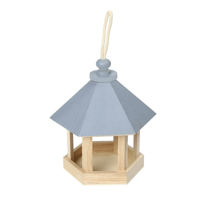 Meuva Wooden Bird Feeder Hanging for Garden Yard Decoration Hexagon Shaped with Roof Kids Craft Organizers and Storage Craft Tables for Adults with