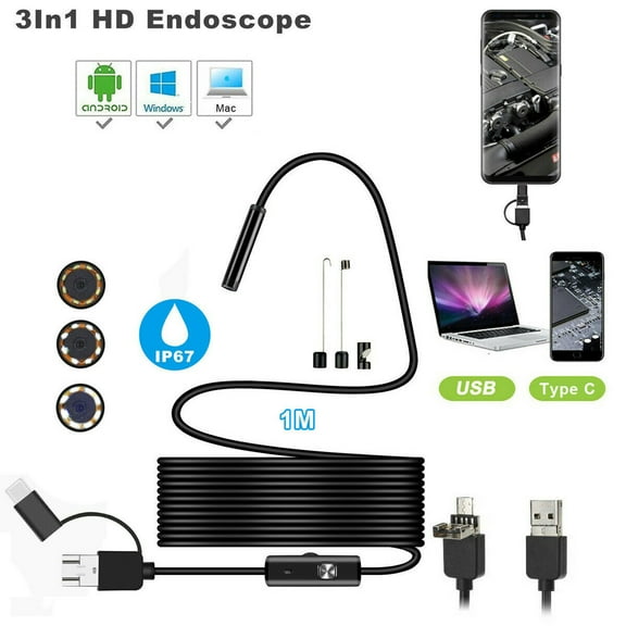 HD Endoscope Borescope Inspection Camera For USB Type C Android MAC Computer