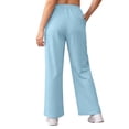 thumbnail image 4 of Womens Barrel Sweatpants Wide Leg Straight Plus Size Drawstring High Waist Loose Workout Athletic Joggers Pants Light Blue, 4 of 6