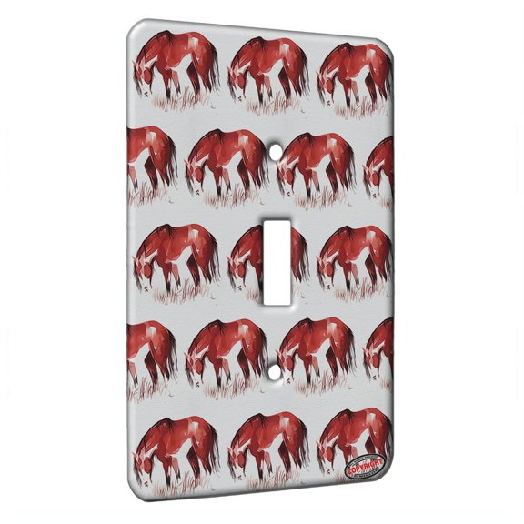 KuzmarK™ Single Gang Toggle Switch Wall Plate - Bay Pinto Mustang Abstract Horse Modern Art by Denise Every