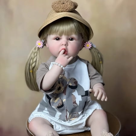 Full Silicone Body Realistic 55 CM 22 Inch Reborn Baby Girl Doll With Blonde Long Hair Princess Toddler Bebe Christmas Gift