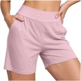 thumbnail image 4 of fheaev Plus Size Pajama Shorts for women Soft Lightweight Elastic Waist With Pockets High Waisted Sleep Loungewear Vacation Beach wear, 4 of 8