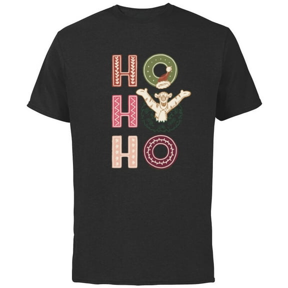 Disney Winnie the Pooh Tigger Ho Ho Ho - Short Sleeve Cotton T-Shirt for Adults - Customized-Black