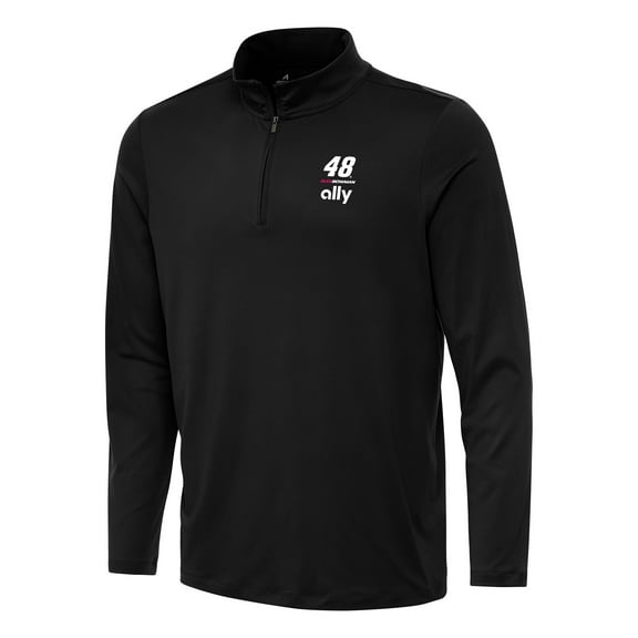 Men's Antigua Black Alex Bowman Reprocess Quarter-Zip Top