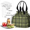 thumbnail image 4 of Green and Black Checkered Pattern Drawstring Insulated Lunch Bag for Women, Stain-Resistant Large Lunch Tote with Multi-Pockets for Work Office, 4 of 6