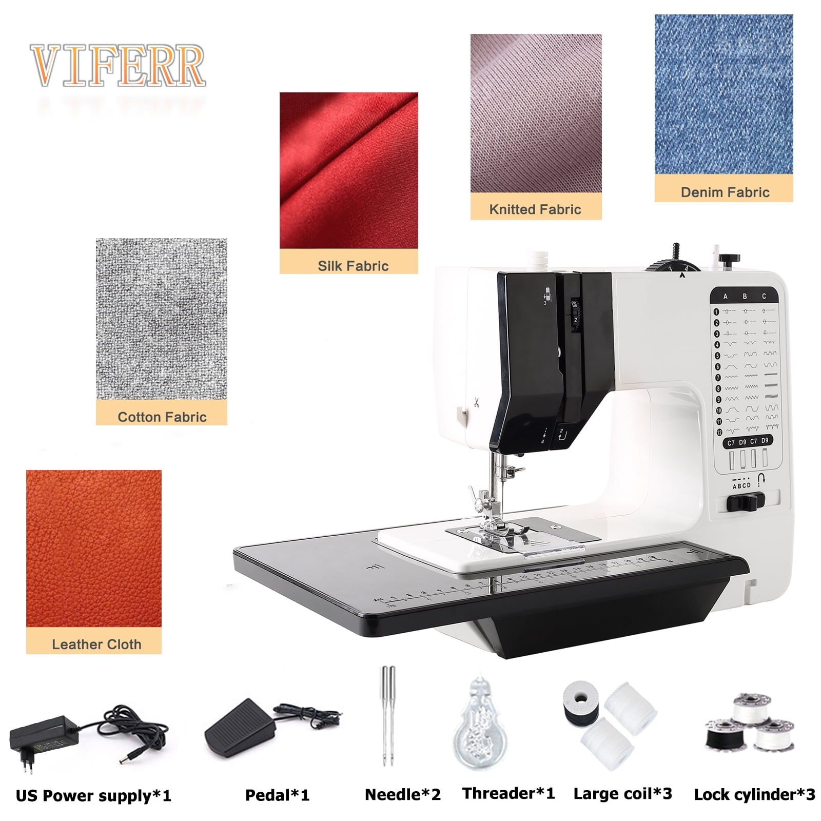 VIFERR Portable Sewing Machine for Beginners with 38 Stitch Applications Small Sewing Machine