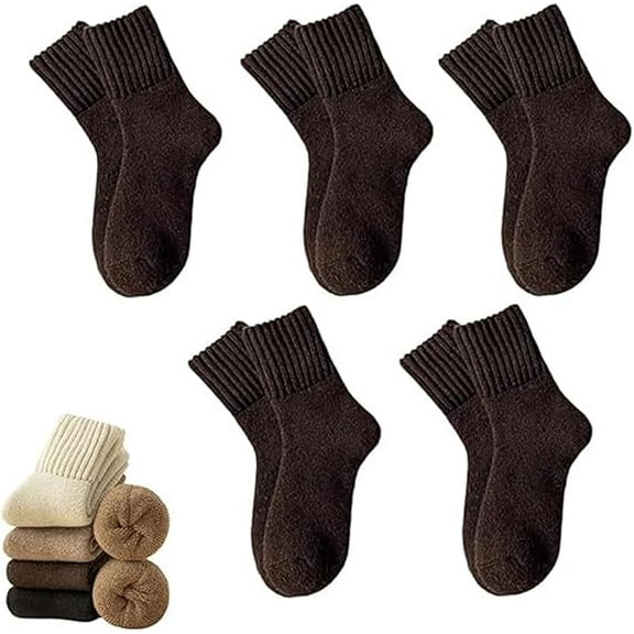 Kesuv Fall Socks, Kesuv 5 Pairs Women's Solid Mid-calf Socks, Cozy Sweater Sock, for Fall Winter(5 Pairs* D)