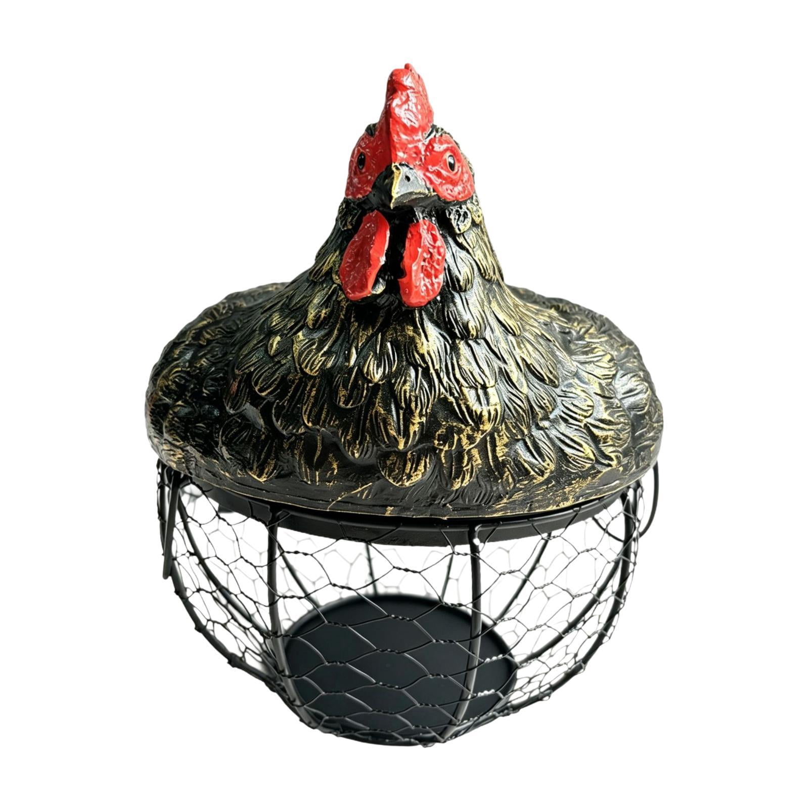 Fiocias Chicken Egg Basket Fresh Eggs Holder Large Capacity Round Decorative Egg Collecting Basket Container for Vegetable Countertop Gold