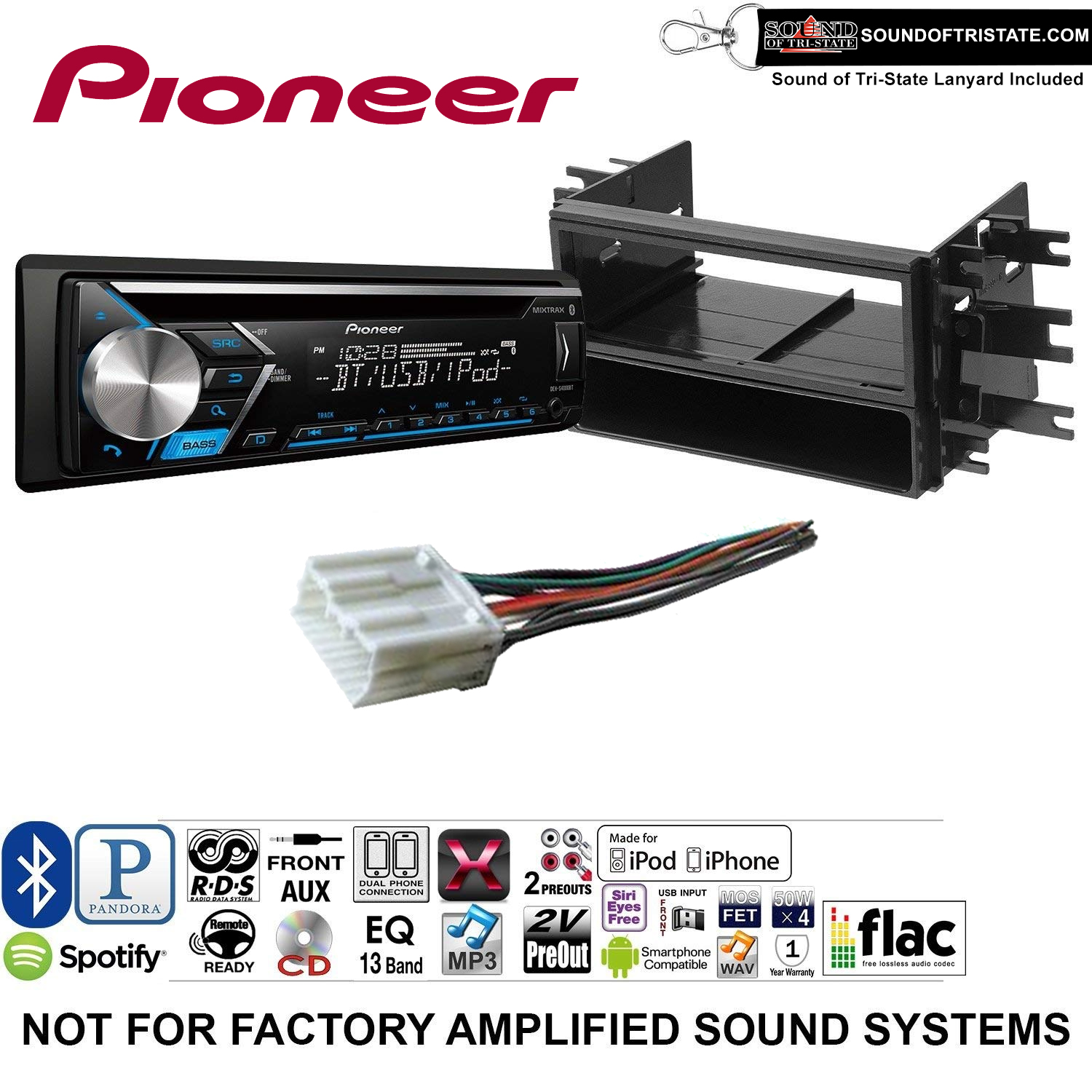 Pioneer DEHS4000BT Double Din Radio Install Kit with Bluetooth, CD