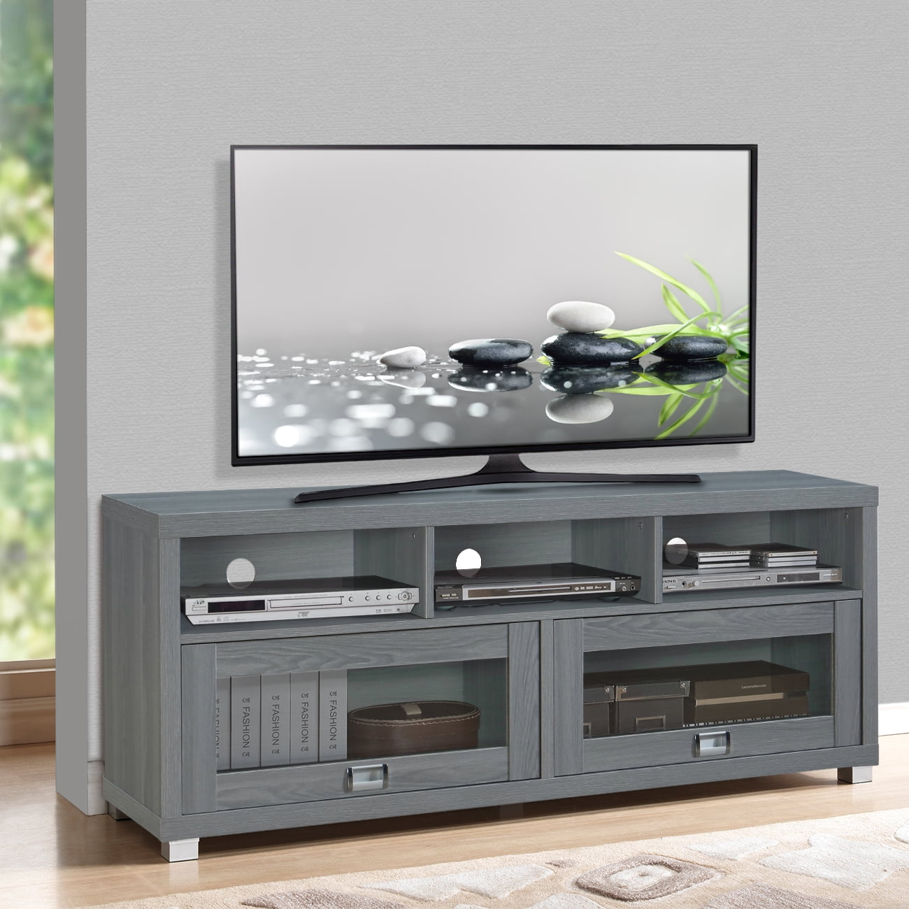 Techni Mobili 58" Durbin TV Stand for TVs up to 75", Espresso or Grey Wood