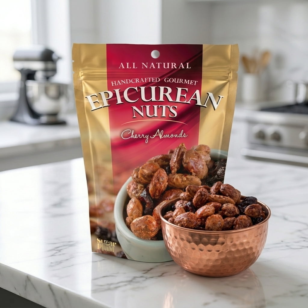 Sugar Plum Chocolates Epicurean Nuts Cherry Almonds Vegan 3 Resealable Bags 12 fl oz