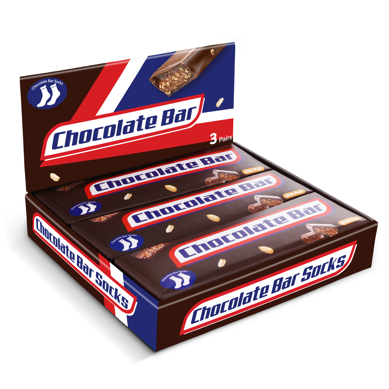 Funny Chocolate Bar Socks-Unique Gag Gifts for Men Women Teen Boys - Novelty Funky Cool Crazy Silly Socks Box- Birthday Easter Fathers Day Fun Gifts for Him Dad Christmas Stocking Stuffers -3 pairs