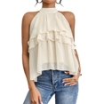 thumbnail image 3 of Women'S Layered Ruffle Hem Sleeveless Halter Chiffon Blouse Flowy Tank Tops Color XXL, 3 of 9