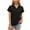 Black, variant on Otvok Women's Short Sleeve Tops Summer Solid Color V-Neck Casual Stand-Up Collar Shirt