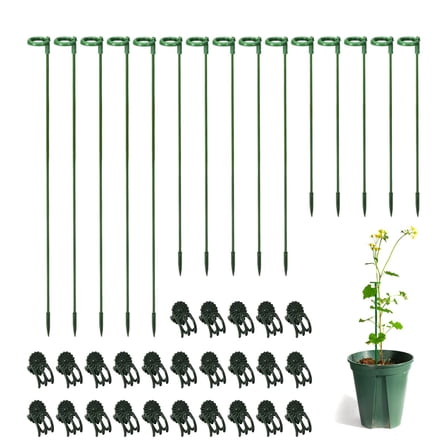 30 Pcs Plant Support Stakes, Height Adjustable Garden Plant Stake with Clips, for Indoor Outdoor Tomato Orchid Rose Peony Peppers
