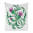 thumbnail image 1 of Thistle Soft Flannel Fleece Throw Blanket, Celtic Style Ornament of Thistle Branches and Flowers Motif on White Background, Cozy Plush for Indoor and Outdoor Use, 60" x 80", Multicolor, by Ambesonne, 1 of 6