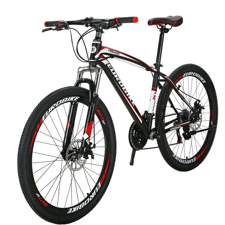 Eurobike X1 27.5 inch Mountain Bike 21 Speed Gears Front Suspension Bicycle Bikes Men Woman Red