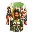thumbnail image 5 of LYEAA Cultural Pride Blouse Women 3/4 Sleeve Round Neck T-Shirt Afrocentric Print Cotton Top Loose Fit Black History Casual Outfit Multicolor M, 5 of 5