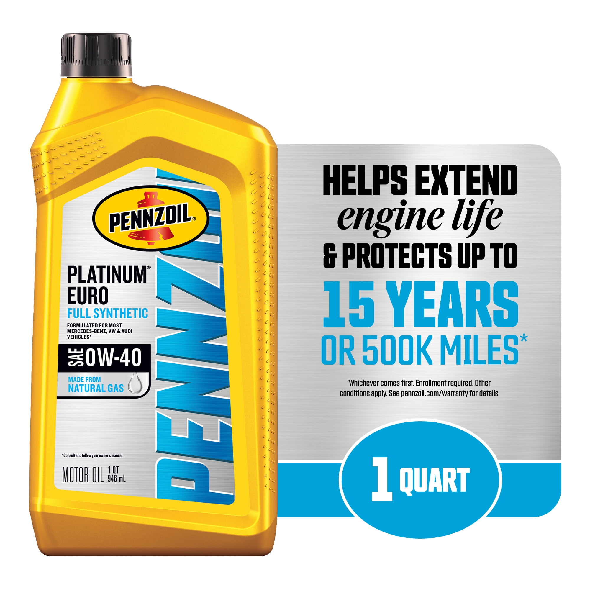 ペンズオイル　プラチナムユーロ　0w40　1ボトル Pennzoil Platinum Euro Full Synthetic 0W-40 Motor Oil, 1 Quart
