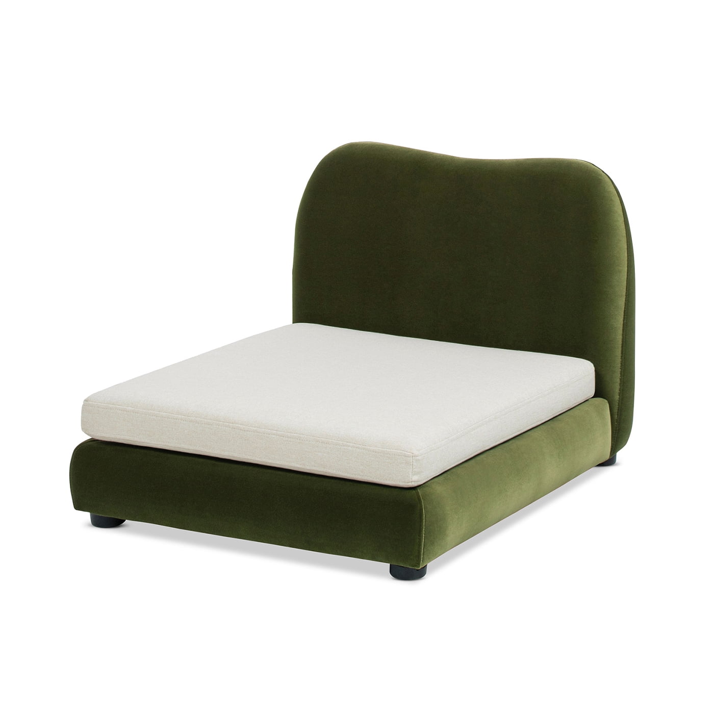 Roman Upholstered Small to Medium Pet Bed Dog or Cat, Olive Green Performance Velvet