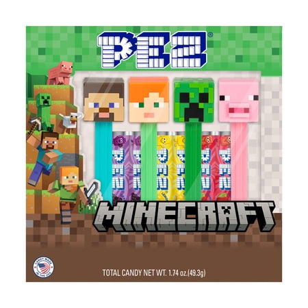 PEZ Minecraft Boxed Gift Set 4 Candy Dispensers Plus 6 Candy Rolls 1.74 oz.