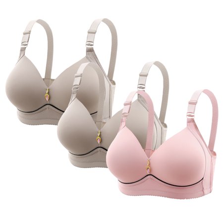 Babcutegg 3PC Bras for Women Seamless High Support Comfortable Lightweight Womens Underwear Pink Size 2XL