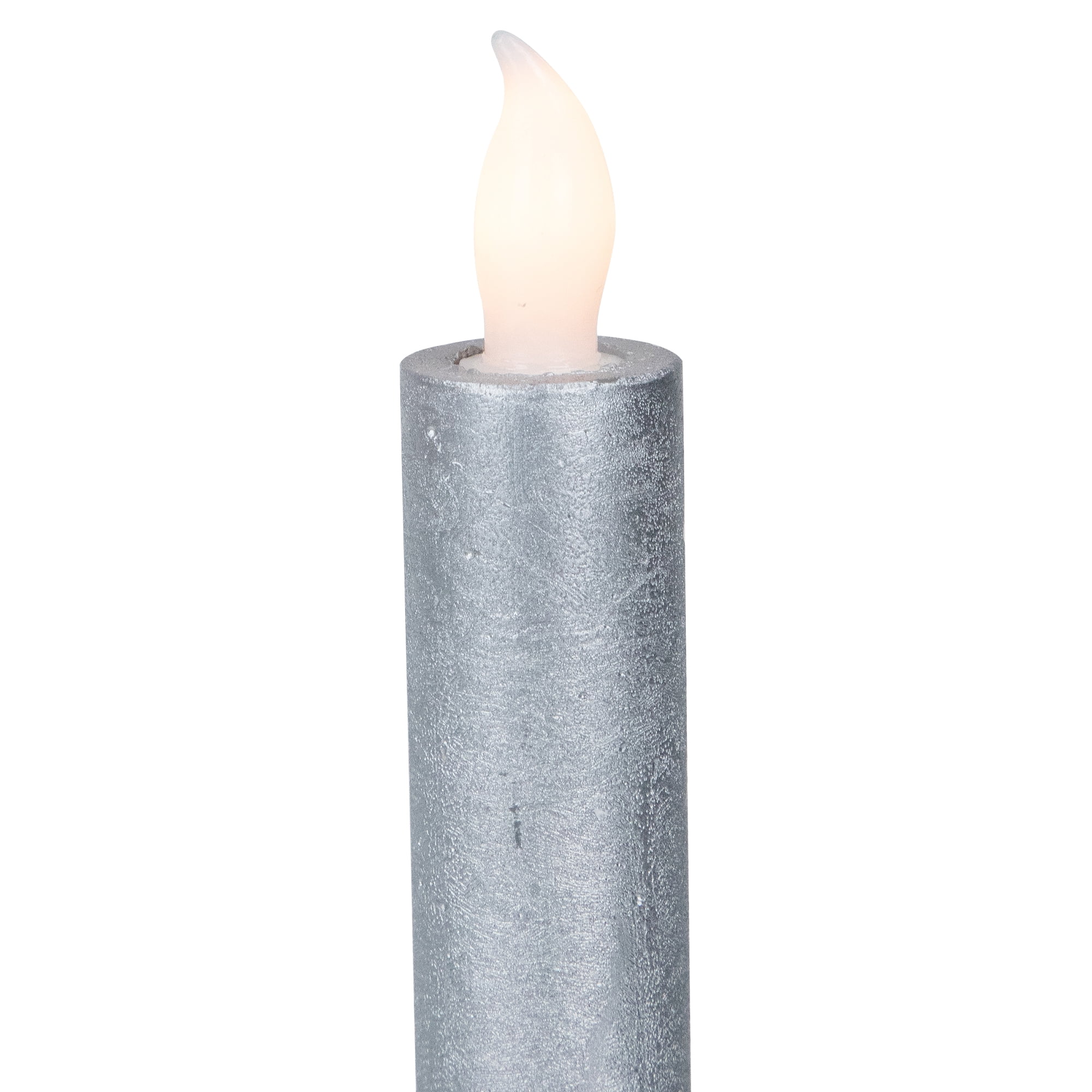 Northlight Set of 4 Brushed Silver-tone LED Flameless Wax Flickering Taper Candles 9.5"