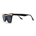 thumbnail image 3 of Womens Gold Metal Eyebrow Square Cat Eye Horn Rim Sunglasses All Black, 3 of 4
