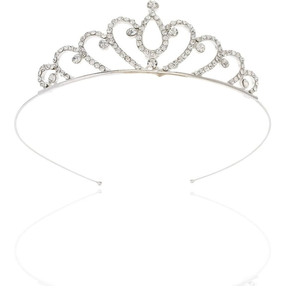 Girls Crystal Tiara Crown Silver Rhinestone Princess Headband Little Girl Tiaras Headpiece for Wedding Birthday Party