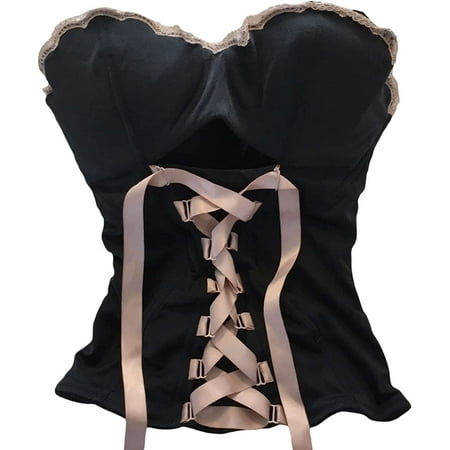 

DanceeMangoo Women Bustier Corset Top y2k Push Up Crop Tops 2000s Aesthetic Lace Trim Off Shoulder Bandage Tanks
