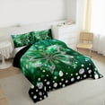 thumbnail image 3 of jejeloiu Chic Butterfly Queen Comforter Set,Diamond Moth Bedding Sets,Green Sliver Bedding Comforter Set For Girls Kids,Luxury Bedroom Decor Reversible,3pcs, 3 of 8
