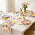 thumbnail image 4 of Homekingdee Easter Table Runner Placemats with Rabbits, Eggs and Floral Patterns - Multicolor Polyester Table Decor for Holiday Party, 4 of 6
